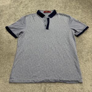 Vasto Polo Shirt Mens Large Blue Printed Short Sleeve Performance Casual NWOT